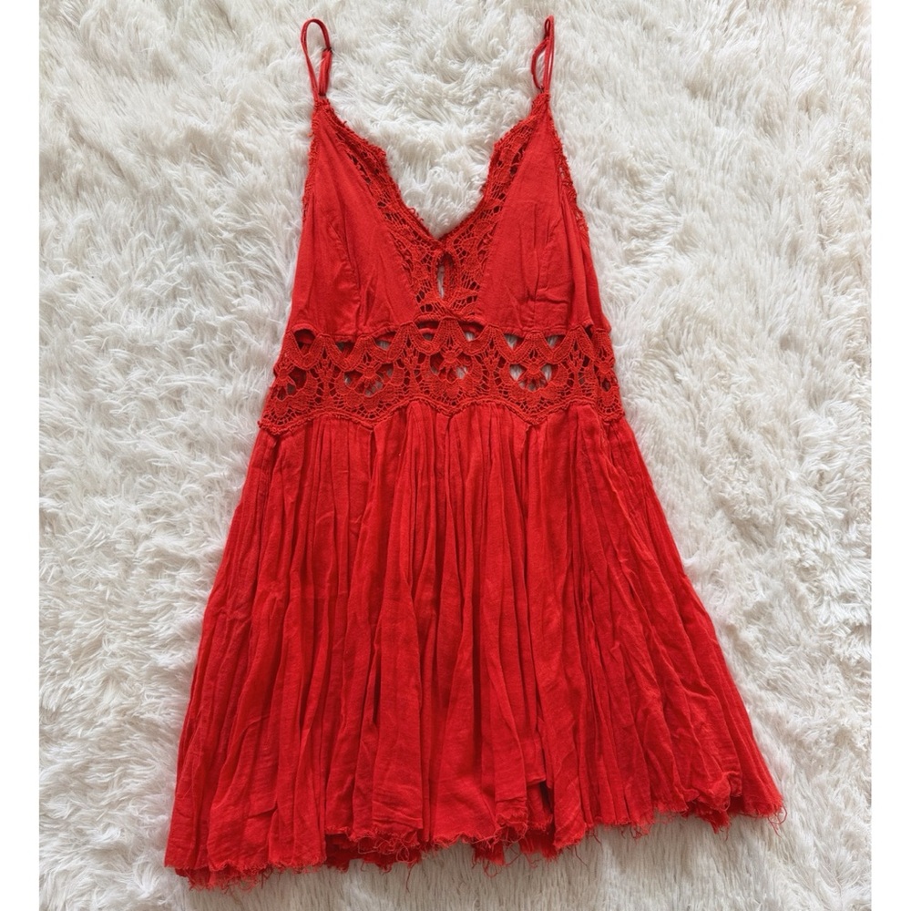 Free People Lace Cutout Babydoll Dress